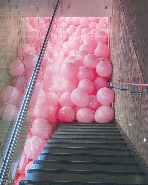Stairway of Pink Balloons