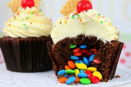M&M Filled Cupcakes