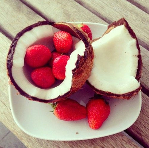 Coconut and strawberries