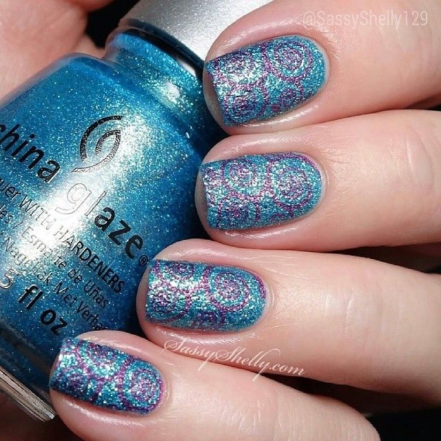 Blue shimmer glitter nails Blue shimmer glitter nails