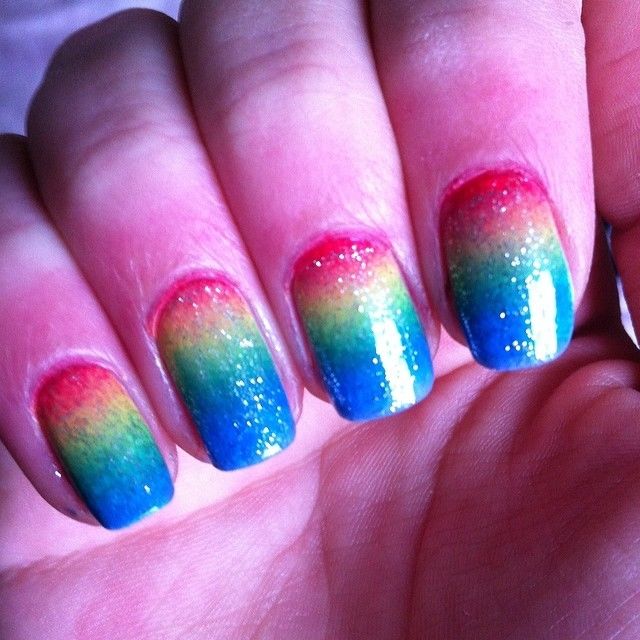 Rainbow gradient nails