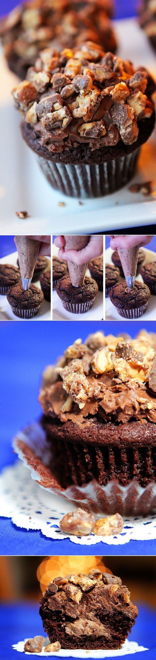 DIY Snickers Cupcakes with Chocolate Mousse!