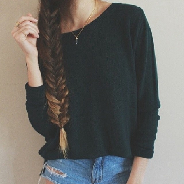 Honey blonde fishtail braid