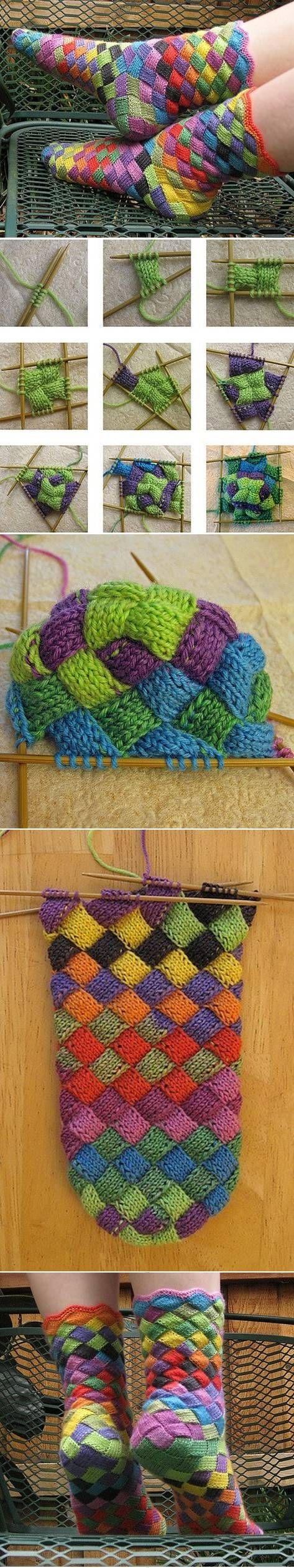 DIY Rainbow Knitted Socks