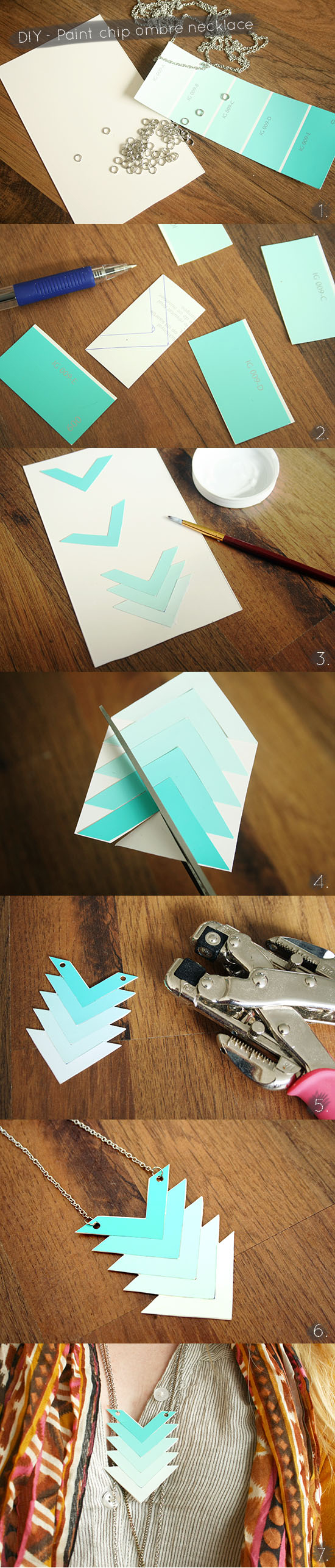 DIY PAINT CHIP CHEVRON OMBRE NECKLACE DIY PAINT CHIP CHEVRON OMBRE NECKLACE