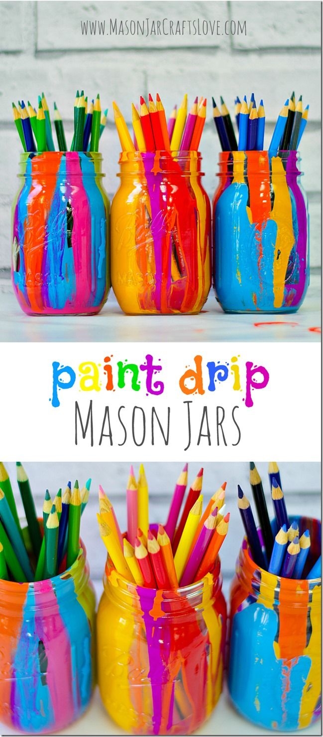 DIY Paint Drip Mason Jars