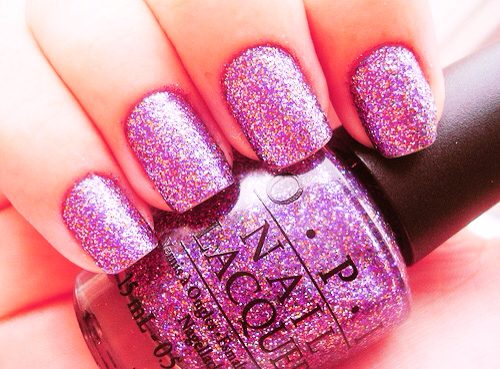 Glittery nail polish