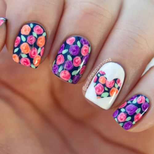 Floral rose nails Floral rose nails