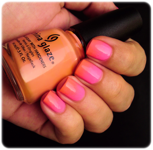 Orange pink china glaze nails