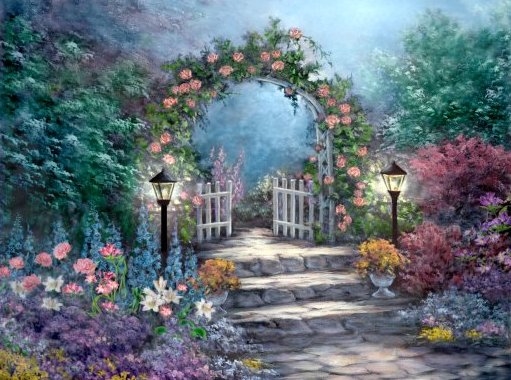 Painting of Garden Gate Painting of Garden Gate