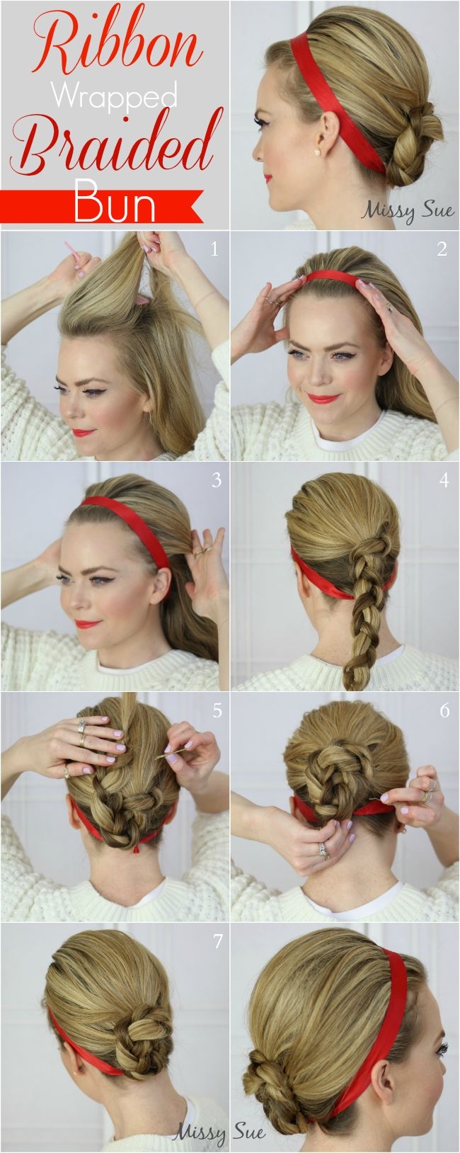 DIY Ribbon Wrapped braided Bun DIY Ribbon Wrapped braided Bun