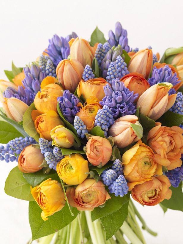 Orange Roses & Purple Hyacinth