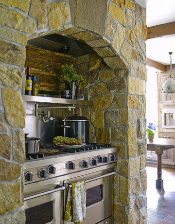 Sandstone themed kitchen stove