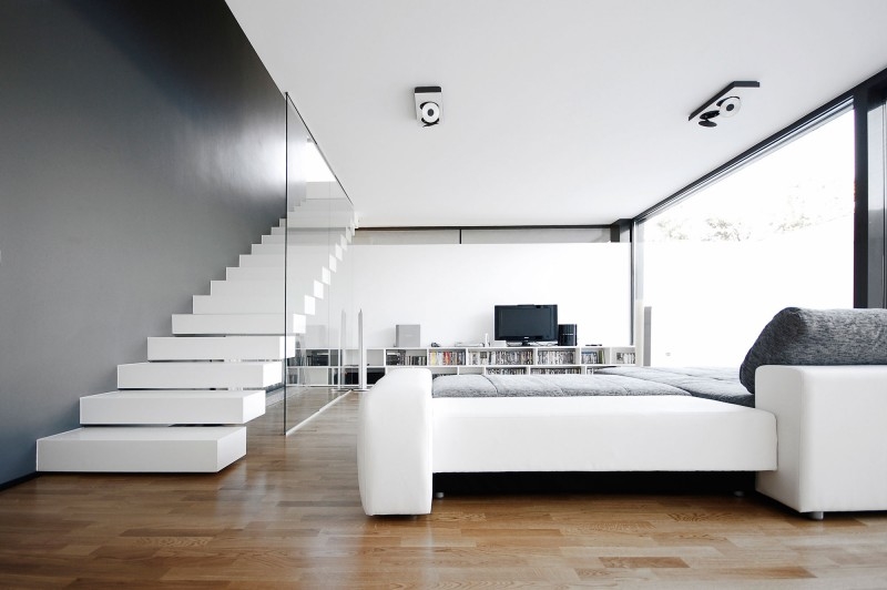 Black on white studio interior Black on white studio interior