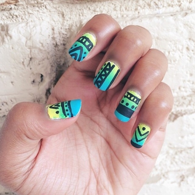 Tribal neon nails