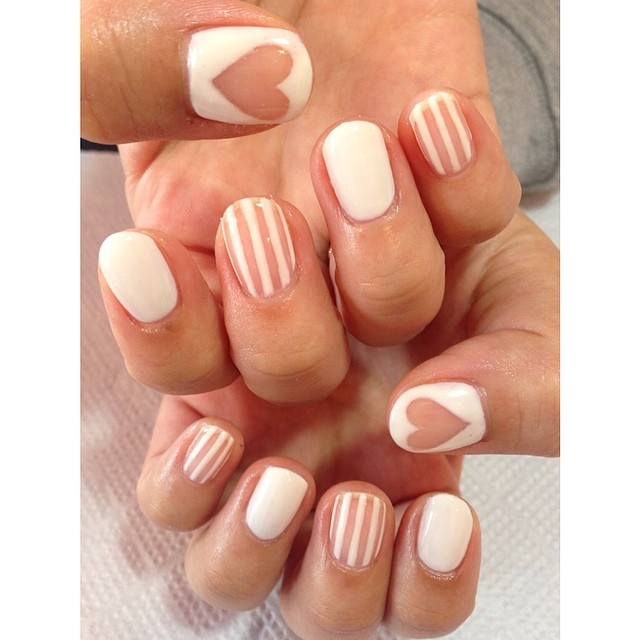 Heart and stripe nails Heart and stripe nails
