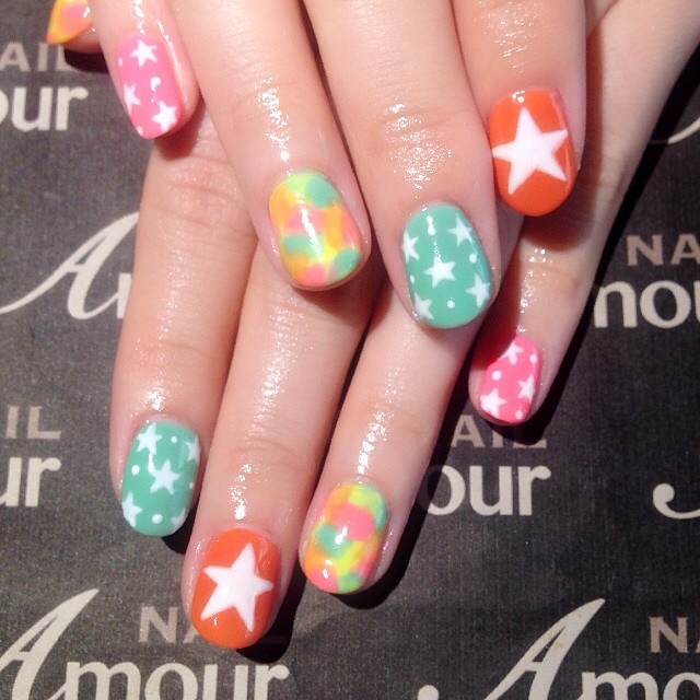 Colorful glamour mix nails