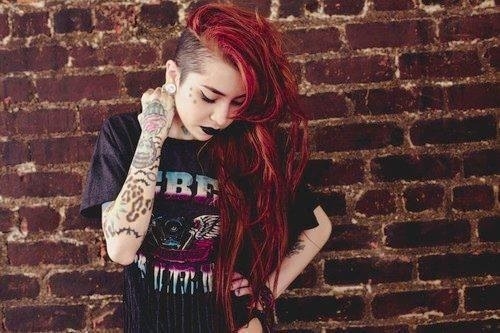 Half hair red head Half hair red head