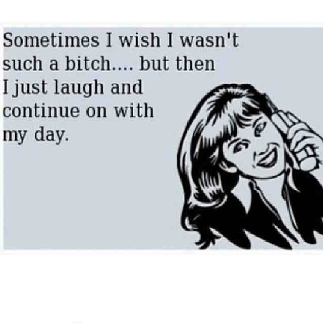 Sometimes I wish i wasnt such a bitch Sometimes I wish i wasnt such a bitch