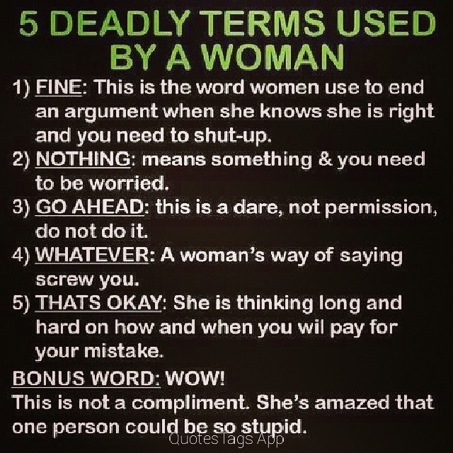 5 deadly terms used by a woman