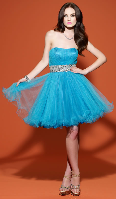 Turquoise Strapless Short Chiffon Dress Turquoise Strapless Short Chiffon Dress