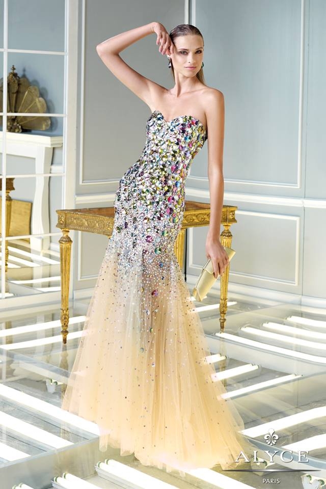 Strapless Gown with Colorful Bling Strapless Gown with Colorful Bling