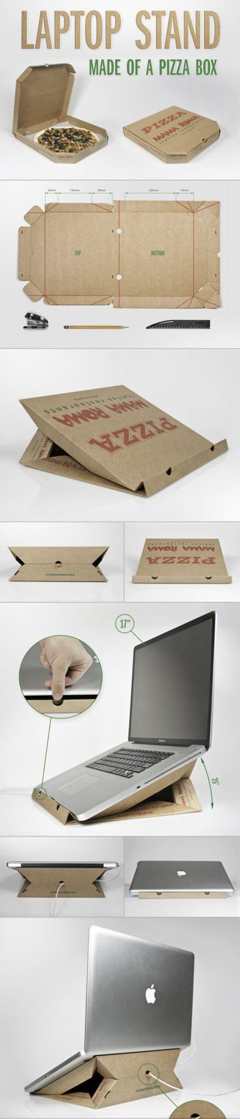 Laptop stand made out of a pizza box Laptop stand made out of a pizza box