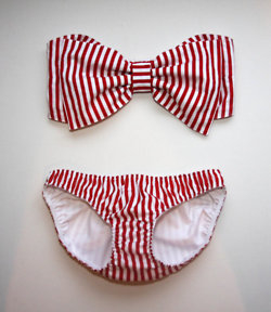 Red & White Striped Bikini
