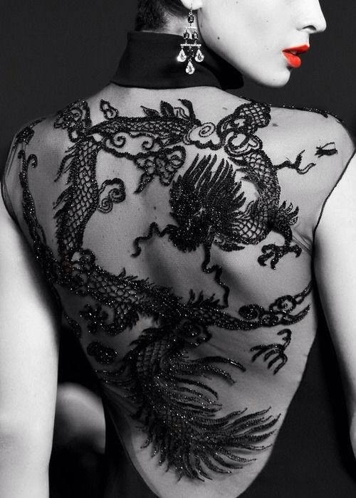 Black Lace Detail on Dress