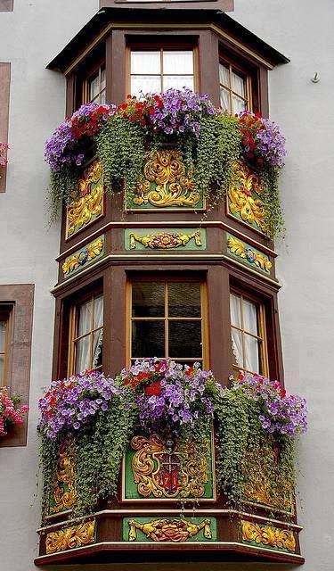 Building with Colorful Details & Flowers Building with Colorful Details & Flowers
