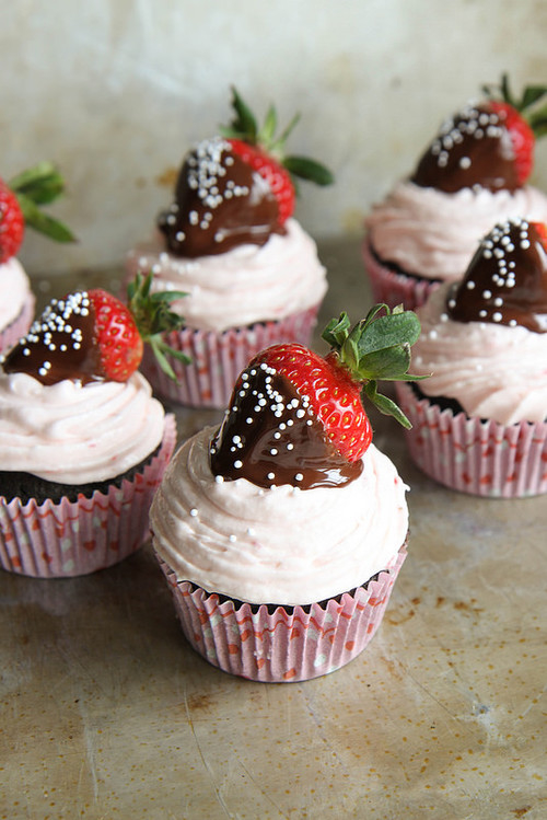 Chocolate covered strawberry cupcakes