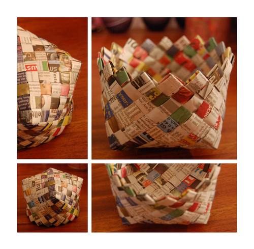 DIY Woven Newspaper Basket DIY Woven Newspaper Basket