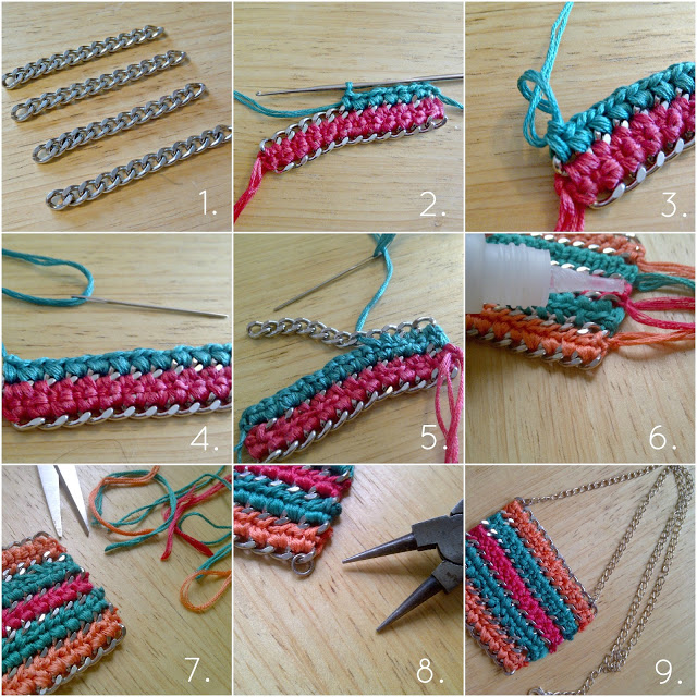 DIY Chain and Crochet Statement Necklace
