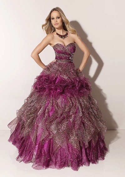 Unique Ruffled Gown with Leopard Print