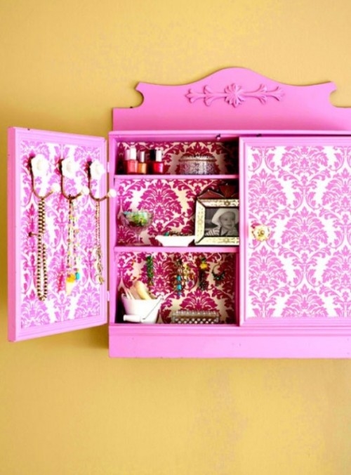 Hang Hooks in Small Cupboard for Jewelry