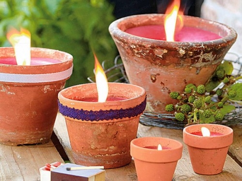 Clay Pots as Candle Holders