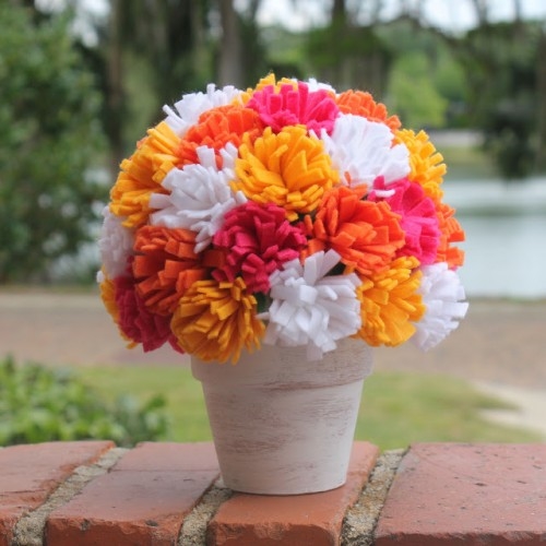 Felt Flowers in Clay Pot
