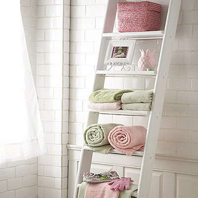 Painted Ladder for Extra Storage and Displaying Painted Ladder for Extra Storage and Displaying
