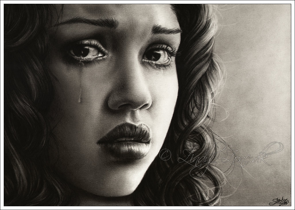 Jessica Alba (Latin Actress) drawing of tears