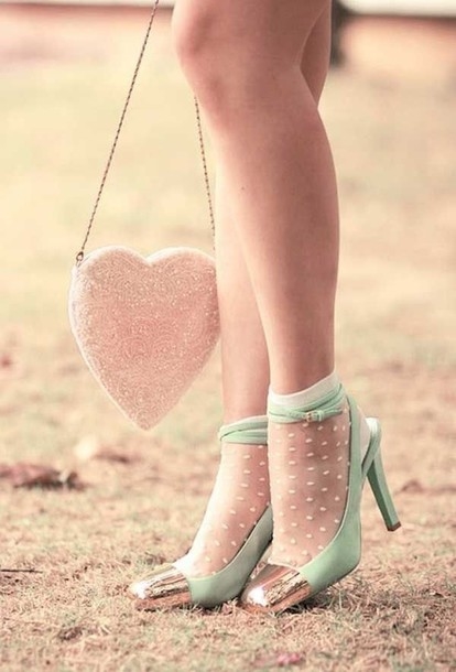Mint Heels with Polka Dot Anklets
