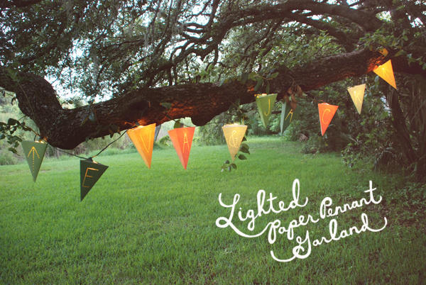 DIY Lighted Paper Pennant Garland DIY Lighted Paper Pennant Garland