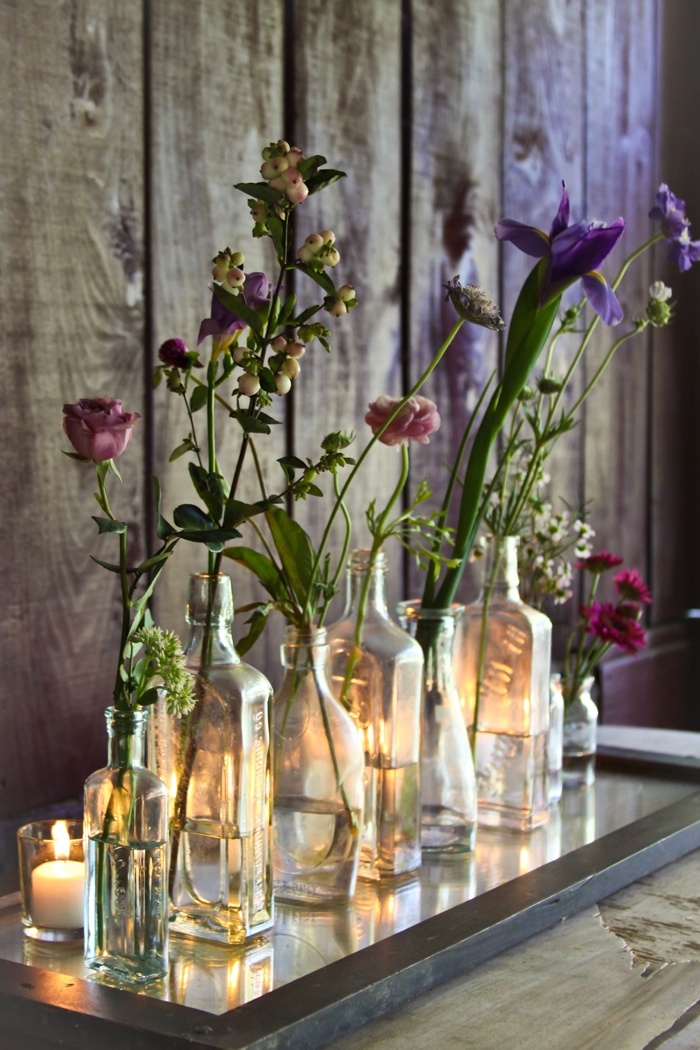 Bottles and flowers