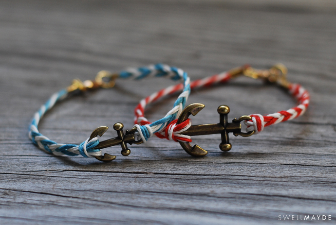 DIY Fishtail Braided Anchor Bracelet