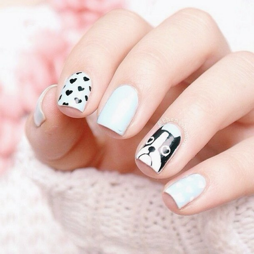 Black and white nails