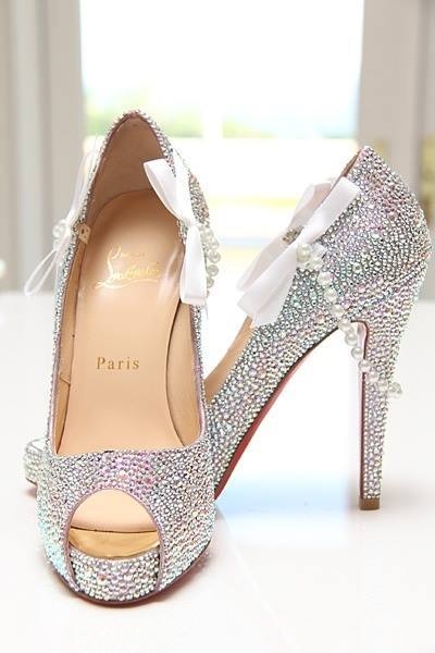 Glitter Heels with Ribbons & Pearls Glitter Heels with Ribbons & Pearls