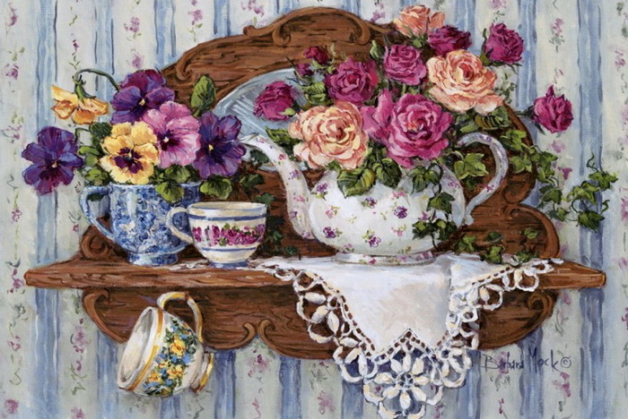 Beautiful Painting of Roses & Pansies Beautiful Painting of Roses & Pansies