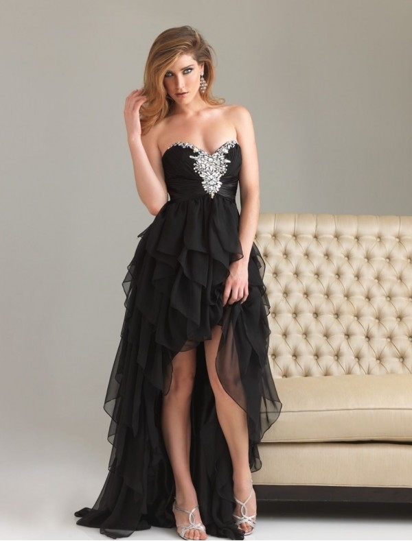 Black Strapless Hi Lo Dress