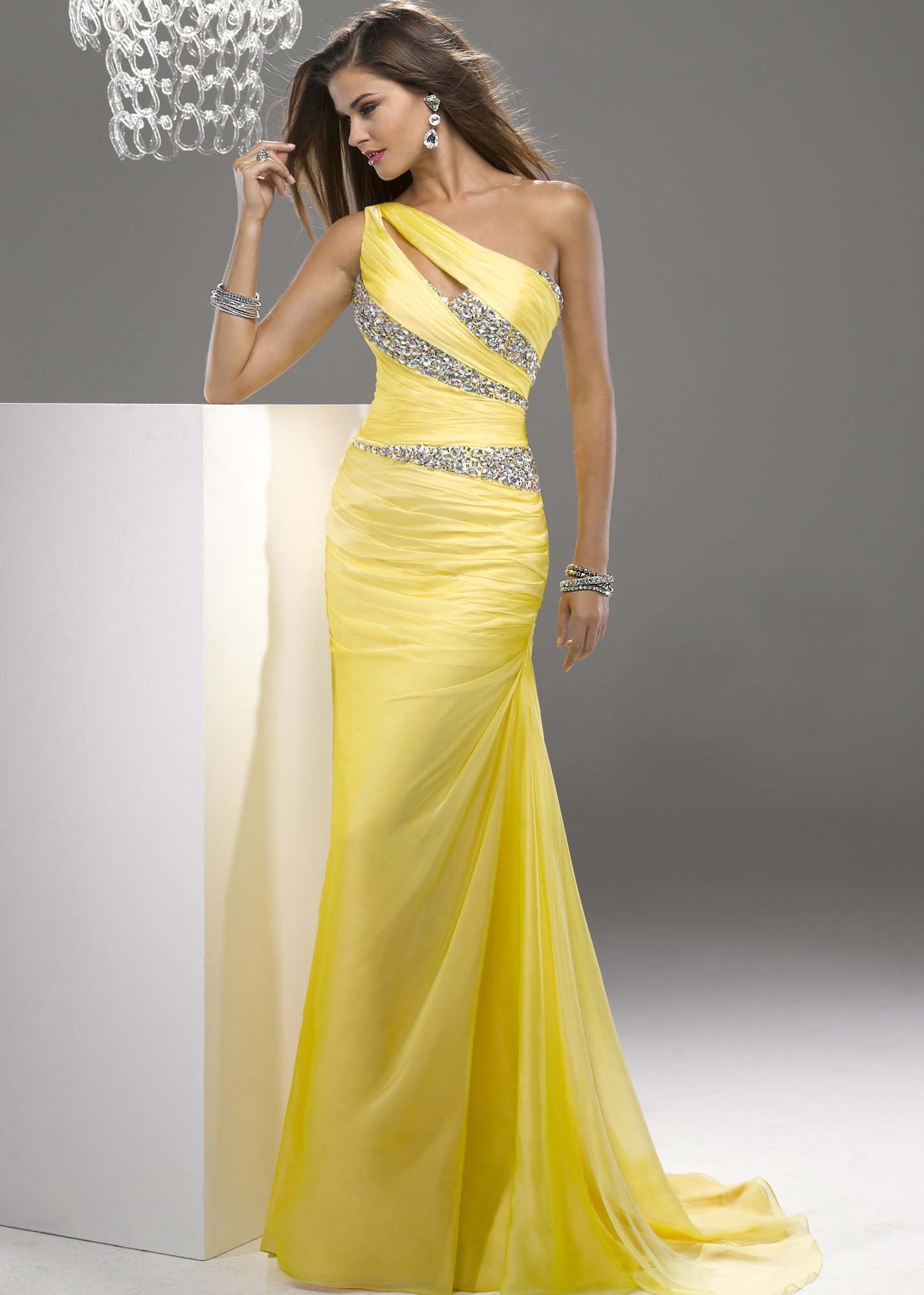 Yellow Chiffon Sheath Gown Yellow Chiffon Sheath Gown