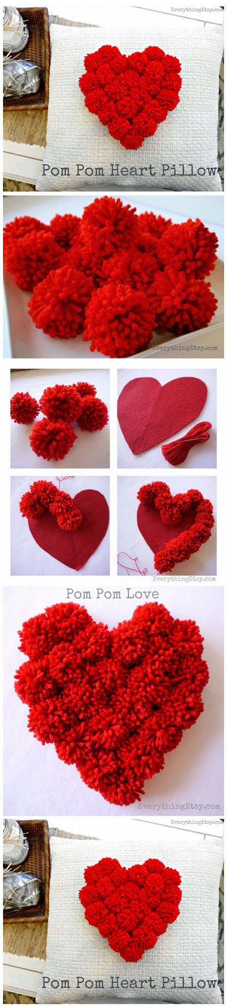 DIY Pom Pom Heart Pillow DIY Pom Pom Heart Pillow