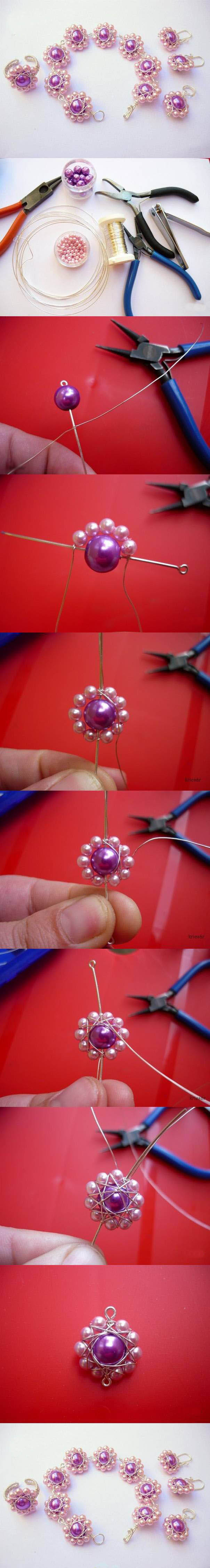 Beaded bracelet and earrings